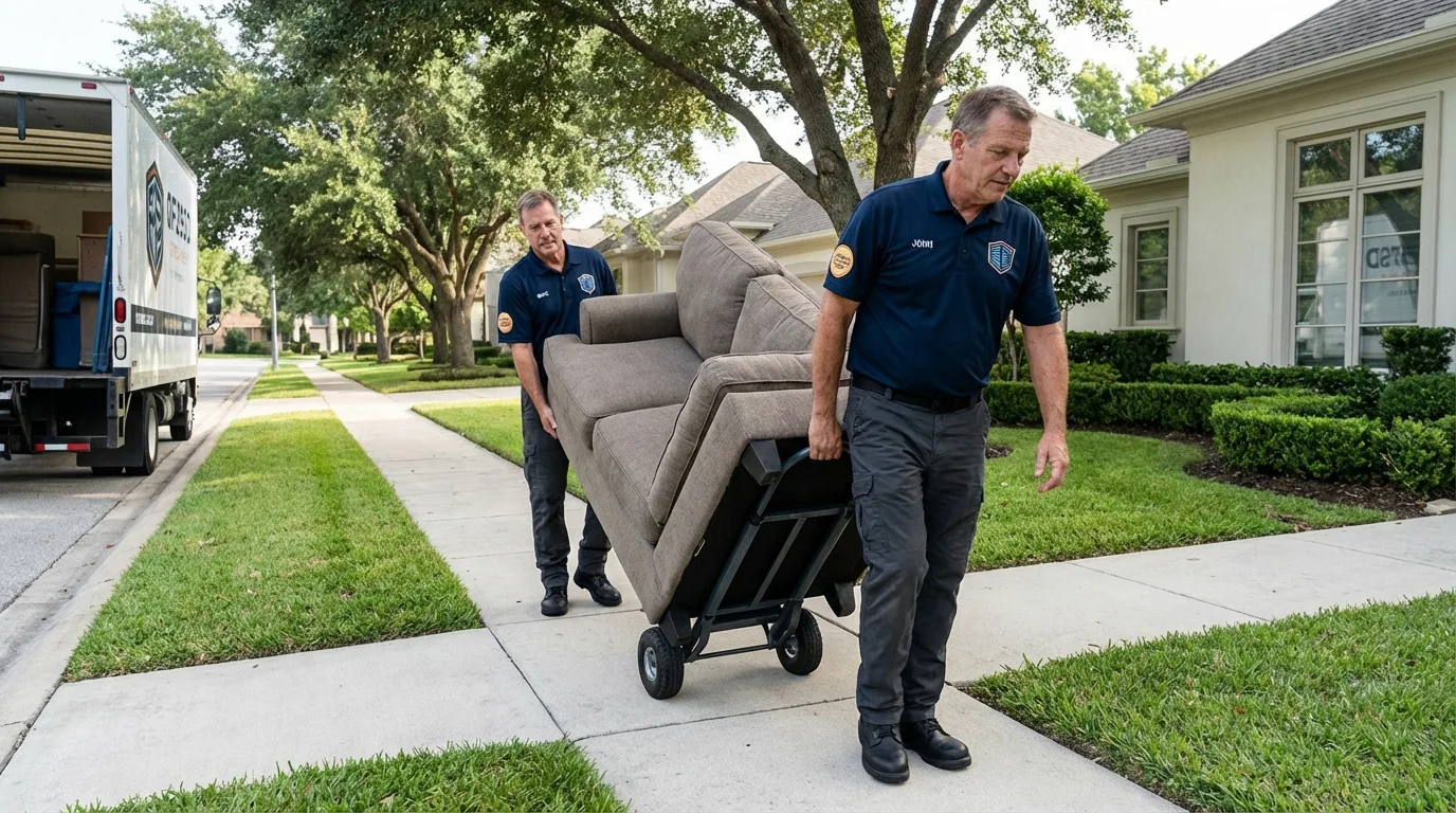 Local residential moving crew loading furniture in Mexico Beach, FL