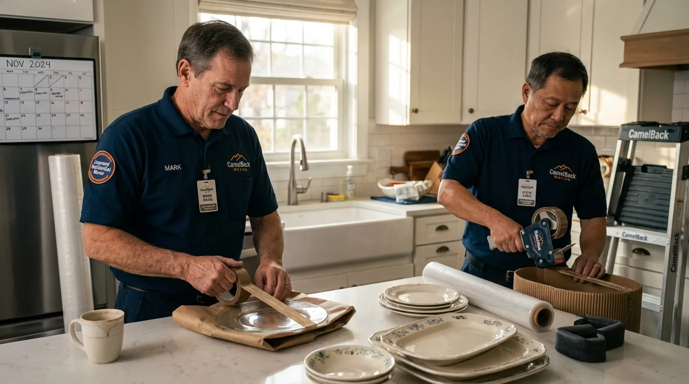 Professional crew packing kitchen dishware in Mexico Beach, FL